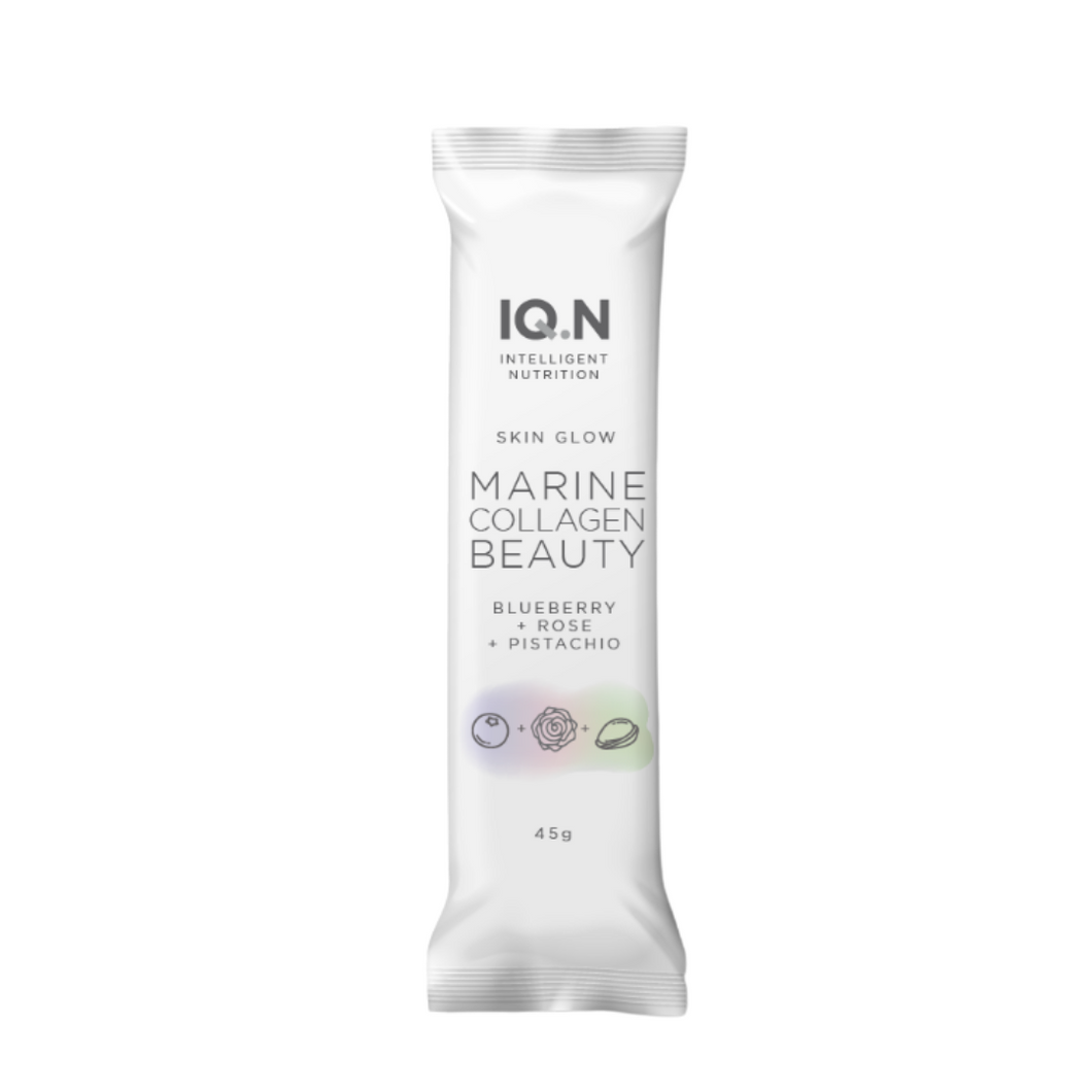 IQ.N Skin Glow Marine Collagen Beauty  Bar - Blueberry, Rosewater and Pistachio 45g